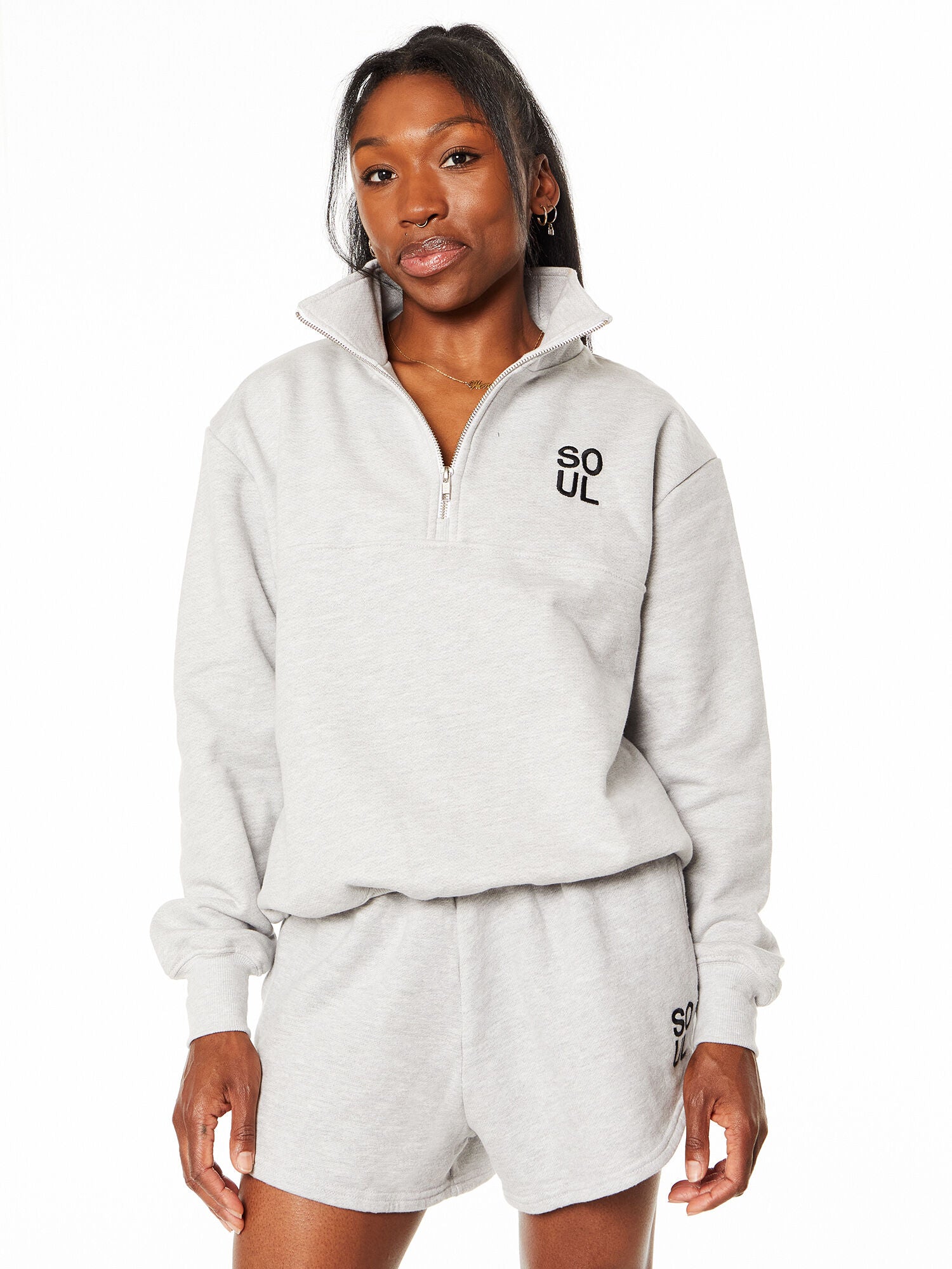 KATIE 1/4 ZIP HEATHER GREY