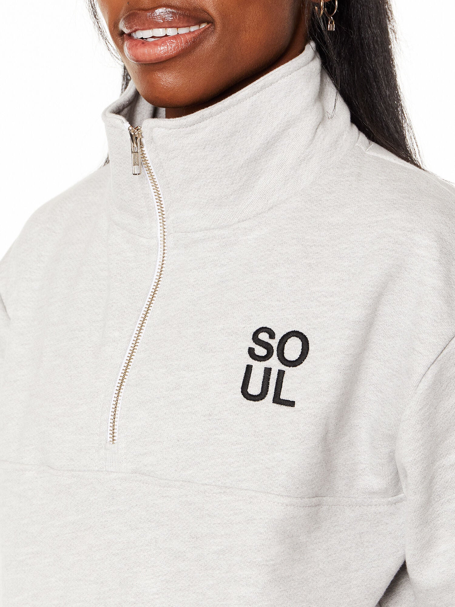 KATIE 1/4 ZIP HEATHER GREY