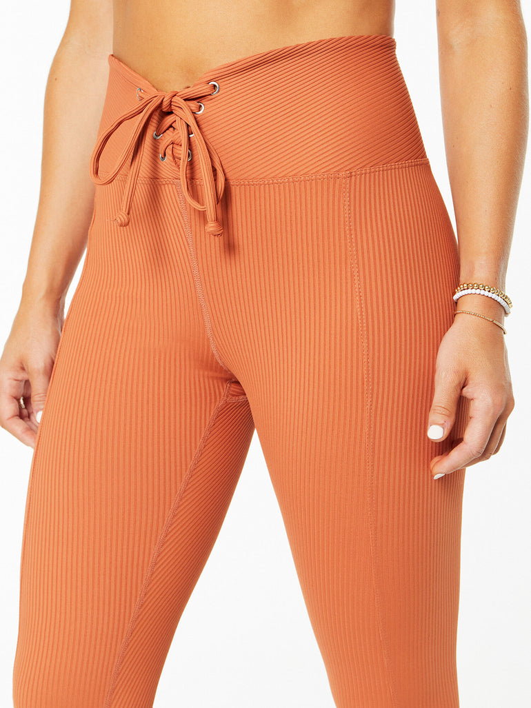 Terracotta Ribbed Football Leggings – Fashercise