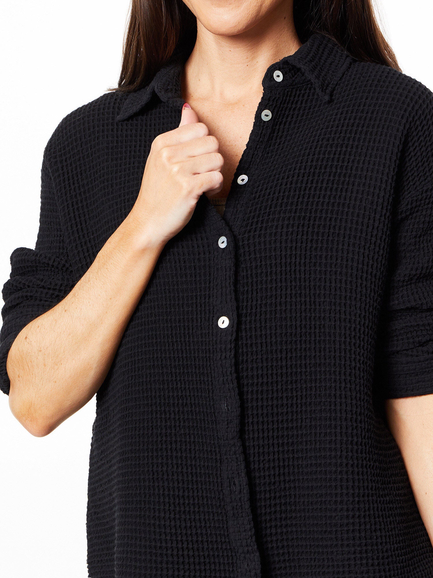 Donni Waffle Button outlet down black